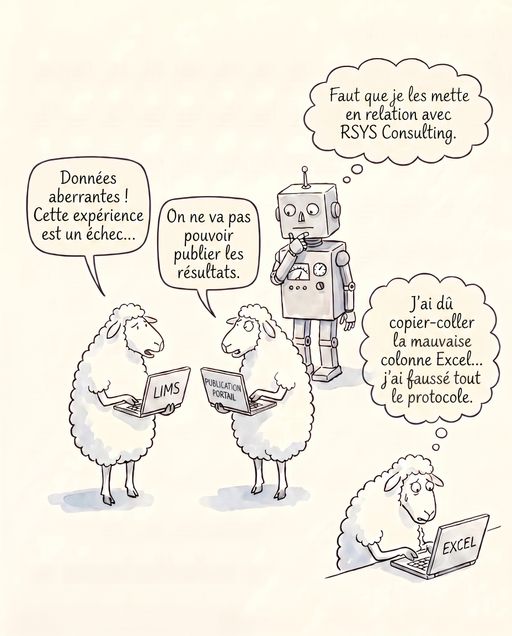 Des moutons constatent des données aberrantes et un protocole faussé par un copier-coller entre le LIMS, le portail de publication et Excel